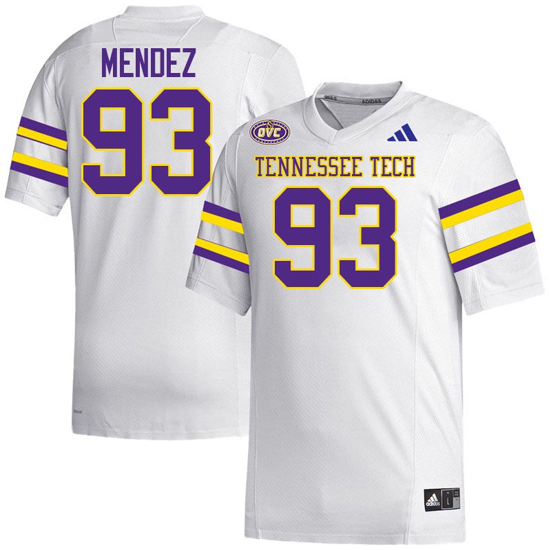 Tennessee Tech Golden Eagles #93 Jeremy Mendez College Football Jerseys,Uniforms-White